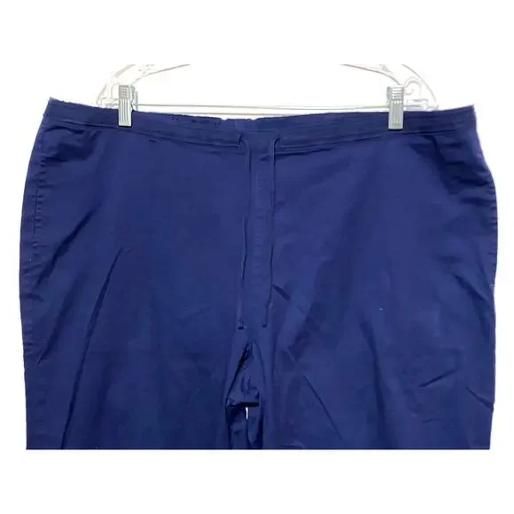 Coldwater Creek Navy Blue Pants Pull On Front Tie Pockets Womens Plus 1X 16W 18W - Picture 2 of 8